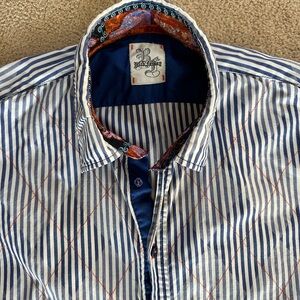 Stylish Blue and White Striped Shirt by Rich Friday